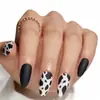 Uñas postizas desmontables armadura almendra francesa negra lateral simple moda uña postiza uña parche de uña uña al por mayor