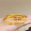 Ping An Xile pulseira aberta herança antiga feminina anel liso ouro areia grau ouro amarelo pulseira fosca transmissão ao vivo mesmo estilo