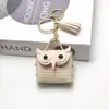 Porta-moedas de Couro Criativo Coruja Coreana Chaveiro Fofo Desenho Animado Pingente de Bolsa Corrente de Tassel para Carro