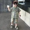 Ropa de Nezha para niños, chaqueta camisa de manga corta de verano, ropa elegante para niños pequeños, traje delgado de mezclilla de verano