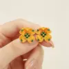 Pendientes de Trébol de Cuatro Hojas con Circonitas Bañados en Oro Vietnamitas de Moda para Mujer, Joyería de Lujo Ligero Estilo Corte Simple, Retención de Color Duradera