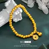 Pulseira feminina antiga de cobre em formato de cabaça, cor areia dourada, com contas douradas, design de corda elástica, joias de latão banhado a ouro, fabricantes, atacado
