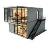 Escritório container, projeto simples de escritório e lounge de dois andares em vidro, escritório temporário, dormitório, casa modular