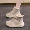 Botas de neve de inverno femininas com forro de fleece e design espessado, novo estilo 2026, sola grossa, quentes, impermeáveis e tênis de cano alto