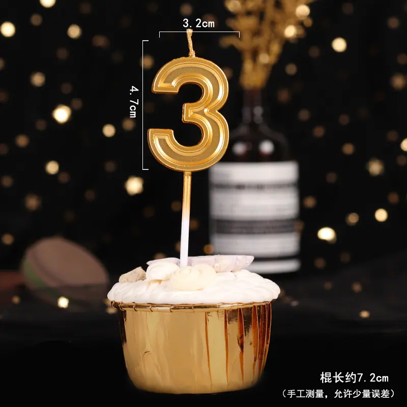 金色数字蜡烛大号生日蜡烛周岁满月儿童生日派对蛋糕装饰摆件插件
