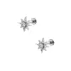 Brincos Europeus e Americanos de Aço Titânio para Lóbulo Auricular Studs de Aço Inoxidável para Cartilagem Brincos de Piercing com Zircônia Embutida Joias de Piercing para Orelha com Rosca Externa Stud para Lábio