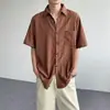 Nueva Camisa Retro Japonesa de Color Sólido de Manga Corta para Primavera, Verano y Otoño, Camisa Casual Versátil de Corte Holgado de Moda para Hombres con Estilo