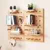 Tablero de clavijas de madera maciza Estante personalizado montado en la pared Estante divisor decorativo Estante de almacenamiento Estantería de madera Partición de pared