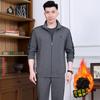 Traje deportivo para pareja de mediana edad y anciana para otoño e invierno Ropa para padres de mediana edad Conjunto casual de dos piezas grueso con forro polar para hombre y mujer