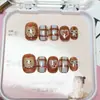 10 Piezas de Uñas Manicura Portátiles Hechas a Mano con Código, Parches para Uñas de Diamante en Forma de Corazón, Uñas Portátiles de Gato Ojo a Cuadros