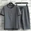 Traje Deportivo Casual de Verano 2025 para Hombre Camiseta de Manga Corta de Seda de Hielo Shorts Conjunto Completo para Niños para Seguir la Tendencia de la Moda