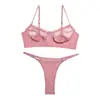 Roupa Íntima Sexy Europeia e Americana AliExpress Amazon Feminina Renda Malha Renda Cílios Alça Cruzada Costas Nuas Conjunto