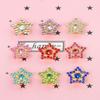 Hebilla de Taladro de Disco Estrella Flor Multicolor Cuentas Estrella de Cinco Puntas Accesorios para el Cabello DIY Flor Colorida de Tres Capas Diamantes de Imitación Hebilla de Taladro de Garra