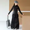 Conjunto de otoño para niñas estilo coreano, top ajustado y culottes, nuevo estilo 2026 para niñas y adolescentes, top de cuello medio alto y pantalones