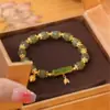 Pulseira de Pérola Imitação de Bambu Verde Marca Gengsheng Fu Fivela Ping An Design de Luxo Discreto Pulseira da Moda Joias Femininas