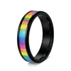Joias de Aço Inoxidável Mais Vendidas da Amazon na Europa e América, Anéis Coloridos Arco-Íris Neutros de 6mm, Anéis de Casal
