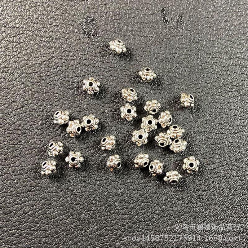 批发藏银滴油小花朵 五瓣梅穿孔配珠藏银灯笼珠 隔珠百搭饰品配