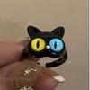 Gatito Monstruo Negro Lindo Anillo Nuevo 2025 Femenino Joyería Dopamina Anillo Chico de Ojos Grandes Anillo de Cola de Pareja Masculino