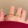 Anillo Abierto de Moneda de Pony Color Dorado para Mujer, Anillo Exquisito de Alta Gama Vintage para el Dedo Índice, Anillo de Diseño de Nicho para el Año de Nacimiento