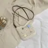 Nuevo Bolso Tejido Hueco de Shuai Mi, Bolso Cuadrado Pequeño, Bolso Cruzado para Teléfono Casual de Vacaciones en la Playa, Bolso de Paja Estilo Bosque