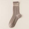 Calcetines retorcidos para mujer, calcetines de media pantorrilla, calcetines altos a rayas casuales de moda para otoño e invierno, calcetines holgados a rayas cálidos, calcetines Zhuji