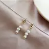 Brincos de Agulha de Prata com Três Pérolas Pequenas Brincos de Pérola Barroca Femininos Pequenas Pérolas ins Joias de Orelha Frias