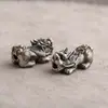 Plata de Ley S925 Pulsera Collar Colgantes DIY Charms Accesorios para Joyería Pixiu 3D Plata Antigua Cristal