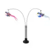 Caña para gatos con ventosa doble, pájaro de plumas simulado, varilla larga flexible, juguete interactivo extraíble para que el gato se divierta solo