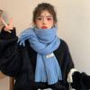 Bufanda de Invierno Otoñal de Color Puro Estilo Coreano para Mujer 2024 Flecos Forro Polar Engrosamiento Moda Versátil Estudiante Bufanda Cálida Pareja