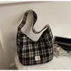 Bolsos Casuales de Moda para Mujer 2026 Nuevo Bolso de Tela a Cuadros de Gran Capacidad Bolso Tote Estilo Coreano Bolso Cruzado Casual Tendencia