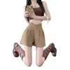 Tallas Grandes Chica Gordita Traje Negro Shorts Mujer Cintura Alta Línea A Casual Pantalones de Pierna Ancha Nueva Ropa Exterior Pantalones Bootcut Estilo Coreano