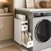 Estante lateral magnético para lavadora con rieles deslizantes, estante lateral extraíble para refrigerador, estante de almacenamiento doméstico multicapa para detergente de lavandería