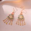 Collar para Mujer Corte Pintado Cloisonne Esmalte Oro Antiguo Set Cadena Clavícula Retro Aretes de Borla Traje Collar