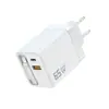 Carregador Pd65W Adaptador de Porta Dupla 65W com Cabo Carregamento Rápido Carregador A+C 65W Tipo-C com Cabo Retrátil