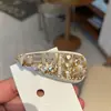 Grampo de Cabelo Rosa Elegante com Diamantes Brilhantes Clip de Strass para Menina Doce Versátil Clip de Nicho Clip para Franja Clip BB Acessórios de Cabelo