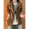 Chaqueta aviador deconstruida con hombros estilo americano para hombre, primavera y otoño, silueta de alta gama, cuello alto a prueba de tres, chaqueta cortavientos de longitud corta