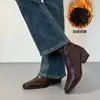 Botas de Cano Curto Quadradas Vintage com Salto Grosso em Estoque, Botas Chelsea Patchwork de Couro Macio para Mulheres, Botas Pretas Versáteis para o Dia a Dia, Botas de Cano Justo