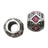 Mix 50 Acessórios para Pulseira Série Rosa Contas Furo Grande Acessórios de Joalheria Pulseira DIY Contas de Liga Perfuradas com Strass