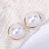 Pendientes Redondos Sencillos de Perlas Coreanas Seleccionados Cuidadosamente de Dongdaemun, Clips para Orejas, Agujas de Plata, Pendientes Atmosféricos de Estilo Retro Frío para Mujer