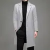 Abrigo de lana de longitud media ajustado estilo coreano para hombre de AliExpress, color liso de moda, gabardina de mezcla de lana para hombre de talla grande