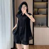 Conjunto de Moda Casual Camisa e Shorts Feminino 2025 Verão Novo Europeu plus size garota cheinha Gigante Slim Conjunto de Duas Peças