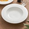 Plato de Sombrero de Paja de Cerámica del Fabricante, Plato Redondo, Plato Creativo de Porcelana Blanca Alta Tipo Hielo de Gama Alta, Plato para Servir, Plato Hondo de Borde Ancho, Plato para Comida Occidental