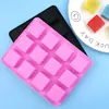 Em estoque atacado silicone de grau alimentício 12 quadrado quadrado quadrado cubo de gelo molde de silicone bolo molde de chocolate