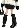 Cubiertas de Calcetines Peludas Estilo Europeo y Americano para Mujer, Calentadores de Piernas de Piel Sintética de Otoño, Calcetines de Media Pantorrilla, Cubiertas para Botas Largas de Pelo Subcultura