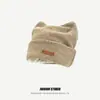 Gorro de Lana de Punto con Orejas de Gato Lindo Estilo Japonés para Mujer, Cálido Versátil de Otoño e Invierno, Holgado, Adelgazante de Rostro, Gorro de Moda