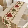 Caminho de Mesa Tema Natalino Retro Americano Árvore de Natal Vermelha e Verde Tecido Floral Jogo Americano Decoração de Mesa para Jantar em Família