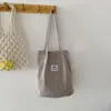 Bolsa Tote Nova da Moda Estilo Coreano para Mulheres, Bolsa de Ombro Artística de Veludo Cotele de Grande Capacidade, Bolsa de Ombro Lisa Versátil Casual para Mulheres