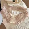 Bragas Sexy de Satén y Encaje para Mujer de Tiro Bajo Puro Deseo Huecas Transpirables Triángulo de Algodón Puro en la Entrepierna Braguitas Mujer Seguridad Clase A