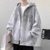 Sudadera tipo cárdigan chaqueta gris oscuro para hombre 2026 Nueva marca moderna de primavera y otoño Ropa para hombre Ropa holgada de forro polar para estudiante
