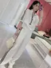 Conjunto de Calça Pantalona de Manga Curta com Gola Alta e Zíper Parcial de Verão Fino com Listras Laterais, Caimento Solto, Conjunto Esportivo Emagrecedor de Duas Peças